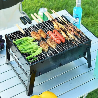 BBQ Grill Outdoor Charcoal Grills Portable Foldable BBQ Grills Patio Barbecue Charcoal Grill Stove Stainless Steel Outdoor Camping Picnic