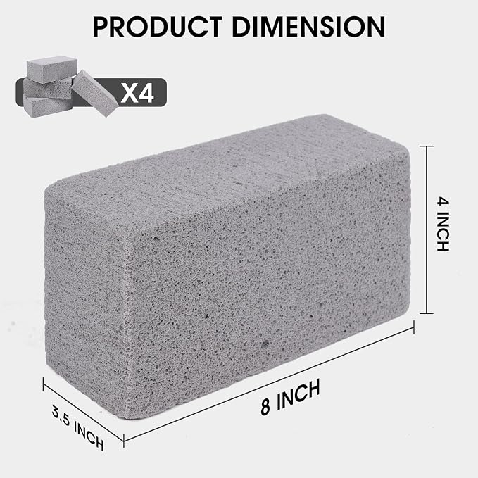 XUDAKAIXIN Grill Cleaning Bricks, Pumice Griddle Cleaning Stone Removing Stains for Grill,Plattop Griddle,Sink,Cookwares,Floor,Countertop(4-Pack Pumice Stones)