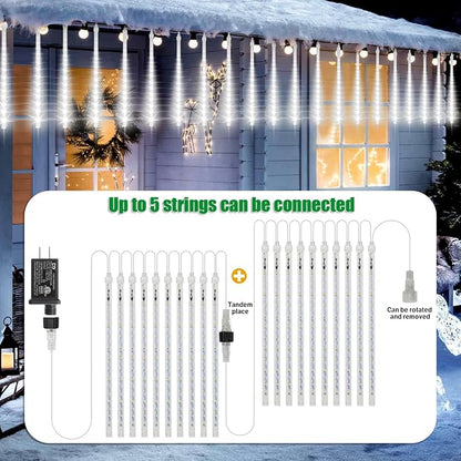LAMPHOME Christmas Lights Outdoor,12-inch LED Meteor Shower Icicle Lights, 10 Tubes 240 LED String Lights. Waterproof Plug, Shower Rain for Xmas Tree Yard House Decor Cool White