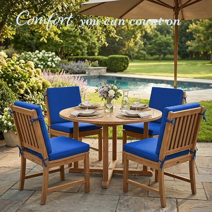 California Umbrella Outdoor Dining Chair, Set of 4 Patio Seat Cushions, 20 x 40 Inch, Premium Outdoor Memory Foam, Fade Resistant, Sunbrella Fabric, Fabric Ties, Pacific Blue