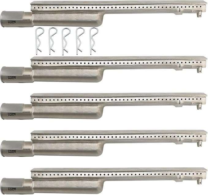 HONSIN 5 Set Heavy Duty Cast Stainless Steel Grill Burners for Bull, Premium Outdoor BBQ Gas Grill Burner Replacements for Bull, Cal Flame, Blaze, Aussie, Bakers & Chefs, Thermos Turbo CharBroil