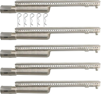 HONSIN 5 Set Heavy Duty Cast Stainless Steel Grill Burners for Bull, Premium Outdoor BBQ Gas Grill Burner Replacements for Bull, Cal Flame, Blaze, Aussie, Bakers & Chefs, Thermos Turbo CharBroil