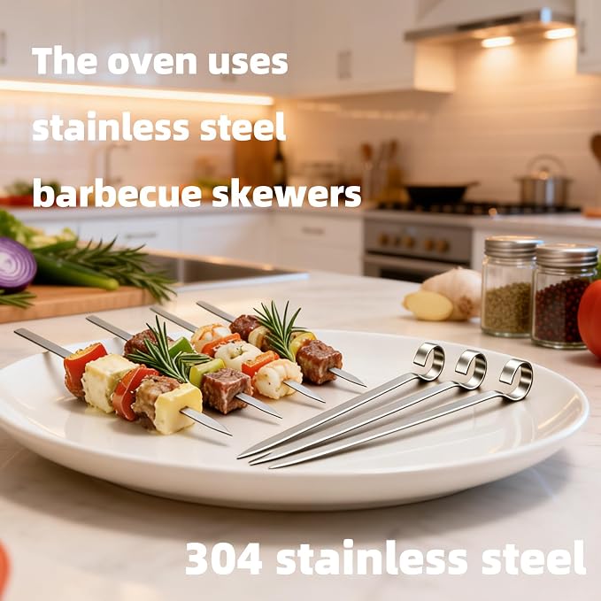 40PCS Kabob Skewers Flat Metal BBQ Barbecue Skewer 7" short Stainless Steel Shish Kebob Sticks Wide Reusable Grilling Skewers Set for Meat Shrimp Vegetable, Set of 40 with box (4.75inch 40PCS)