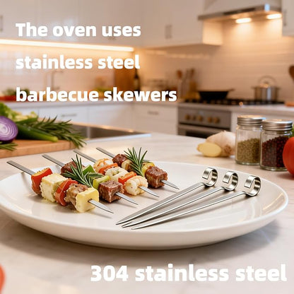 40PCS Kabob Skewers Flat Metal BBQ Barbecue Skewer 7" short Stainless Steel Shish Kebob Sticks Wide Reusable Grilling Skewers Set for Meat Shrimp Vegetable, Set of 40 with box (4.75inch 40PCS)