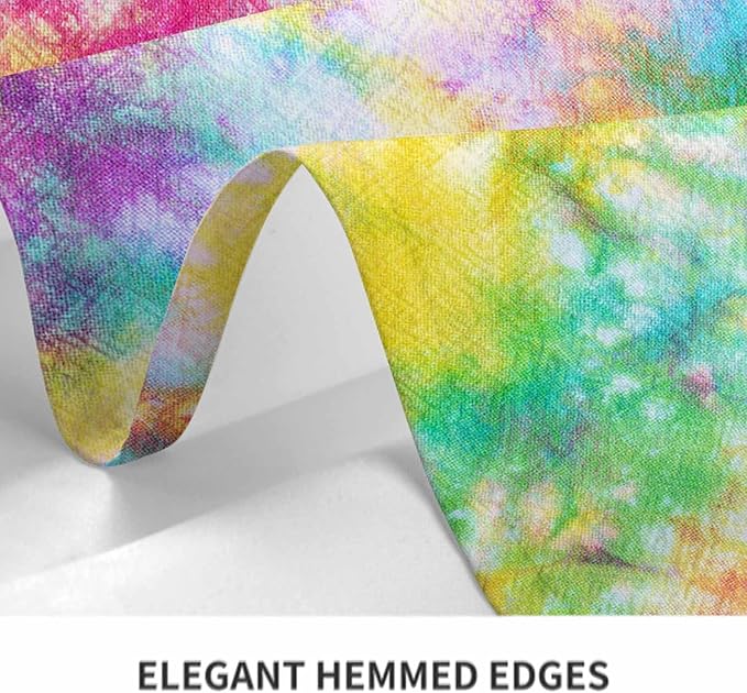 TKS MITLAN Tie Dye Tablecloth 52 x 70 Inch Rectangular Rainbow Splash Tie Dye Pattern Oblong Table Cloth Kitchen Table Decorations for Home Dinner Party