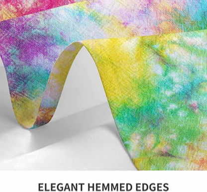 TKS MITLAN Tie Dye Tablecloth 52 x 70 Inch Rectangular Rainbow Splash Tie Dye Pattern Oblong Table Cloth Kitchen Table Decorations for Home Dinner Party