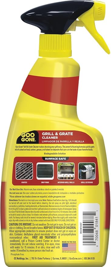 Goo Gone Grill and Grate Cleaner Spray (4 Pack) Cleans and Degreases BBQ Cooking Grates and Racks, Pellet and Electric Smokers- 24 Ounce