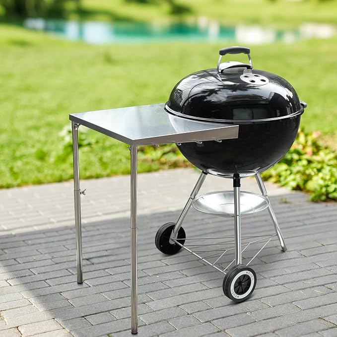 Stanbroil Stainless Steel Work Table Fits All Weber 18", 22" Charcoal Kettle Grills and Other Similar Size Charcoal Kettle Grills -Patent Pending