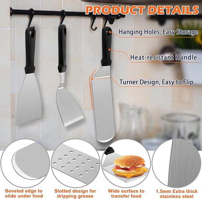 Griddle Accessories Kit, Joyfair 18Pcs Flat Top Grill Accessories for Blackstone, Stainless Steel Hibachi Griddle Tool Set with Spatula, Basting Cover Burger Press for Outdoor BBQ (PP Plastic Handles)