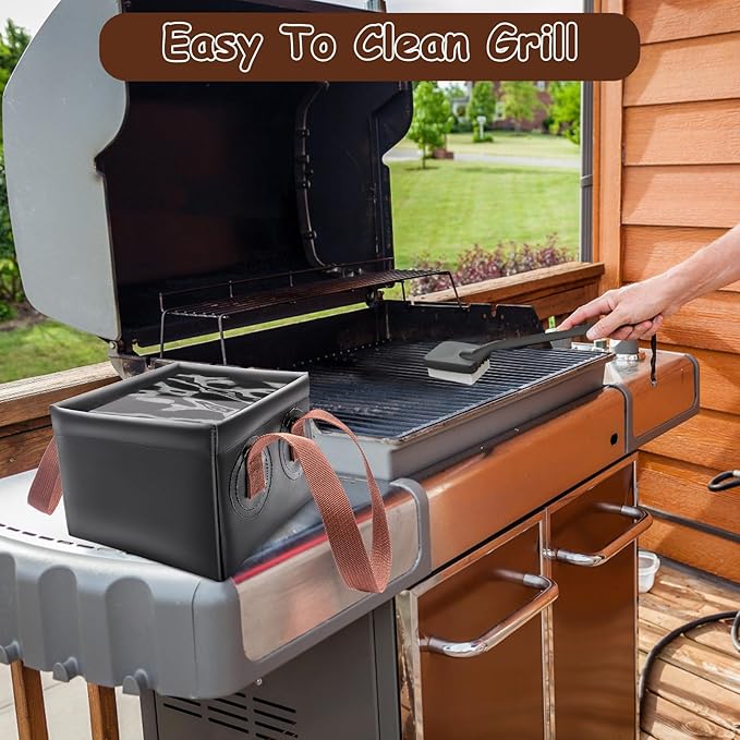 Grill Brush Water Bucket, Collapsible Dunk Tank Grill Brush Bristle Free for Barbecue Cleaner Tank for Steam Grill Brush Cleaning