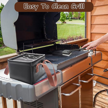 Grill Brush Water Bucket, Collapsible Dunk Tank Grill Brush Bristle Free for Barbecue Cleaner Tank for Steam Grill Brush Cleaning