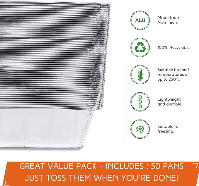 Findful 50-Pack Drip Pans Liners for Blackstone Griddle Accessories, Aluminum Foil Pan Disposable for 17" 22" 28" 36" Blackstone Griddle Drip Tray Holder Grill Rear Grease Catcher Cup