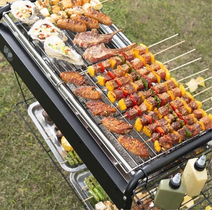 Barbecue Charcoal Grill Outdoor Barbecue Grill Stainless Steel Folding Charcoal Grill Portable Grill for Camping Charcoal BBQ Grill