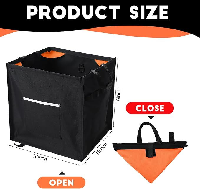 Arrowbash Throw Line Cube Bag - Easy Folding Arborist Throw Line Storage Portable Climbing Rope Organizer Box for Tree Work Outdoor Rope Accessories, Black (Orange)