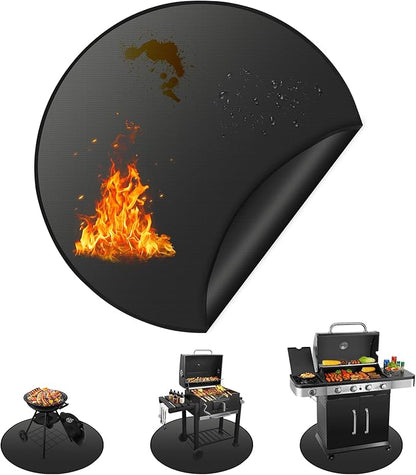 SANLIKE 36" Round Fire Pit Mat Under Grill Mat for Outdoor Grill 3-Layer Double-Sided Fireproof Mat Oil-Proof Waterproof BBQ Pad for Grass Deck Patio Outdoor & Indoor Wood Burning Fire Pit Portable