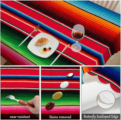 Swono Decorative Rectangle Table Cloth Mexican Style, Traditional Blankets Colorful Stripes Polyester Tablecloth Kitchen Table Cover for Dining BBQ Picnic Coffee Table 50x72, 4-6 Seats