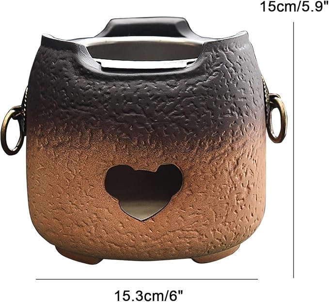 Clay Charcoal Stove Tea Set Kung Fu Tea Stove Outdoor Heating Stove Barbecue Oven Pottery Stove for Home Camping Cooking Accessories(Medium)