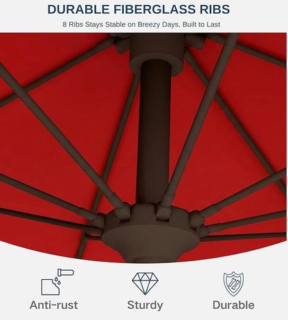 10FT Patio Umbrella, Outdoor Umbrella with Push Button Tilt and Crank, 8 Sturdy Ribs, UV Protection & Waterproof Market Umbrella for Pool, Backyard, Beach,Deck