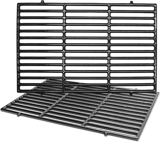 Hongso 7638 17.5" Polished Porcelain Cast Iron Grill Grates Replacement for Weber 3 Burner Spirit 300, 310, 320, Spirit 700, Genesis Silver B/C, Genesis Gold B/C, Genesis Platinum B/C Gas Grills