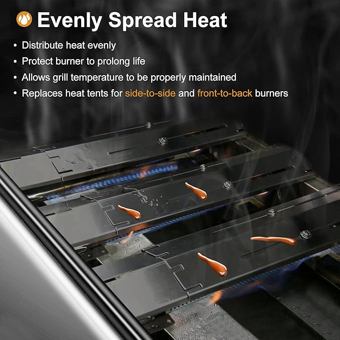 Criditpid Porcelain Steel Universal Heat Tents Replacement for Brinkmann, Charbroil, Nexgrill, Backyard Grill, Set of 3 Adjustable Heat Plate Flame Tamer Burner Cover, Extends from 11.75" up to 21" L