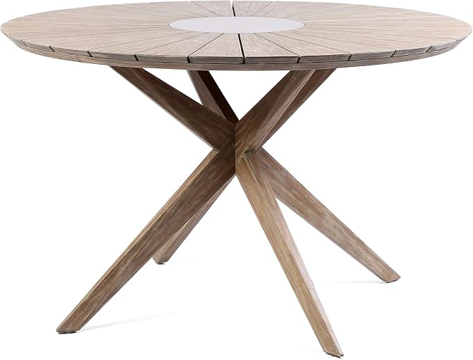 Armen Living SETOADILT5A Oasis and Brielle 5 Piece Light Eucalyptus and Stone Outdoor Patio Dining Set