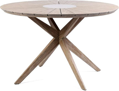 Armen Living SETOADILT5A Oasis and Brielle 5 Piece Light Eucalyptus and Stone Outdoor Patio Dining Set