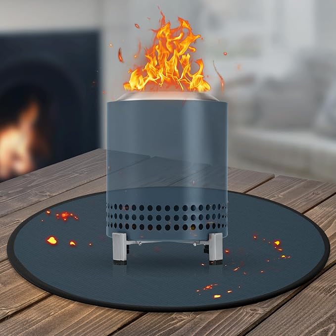 20'' Fire Pit Mat for Solo Stove Mesa/XL Tabletop Fire Pit,3-Layer Fireproof Heat Resistant Under Grill Mat,Easy-to-Clean Waterproof & Non-Slip-Blue