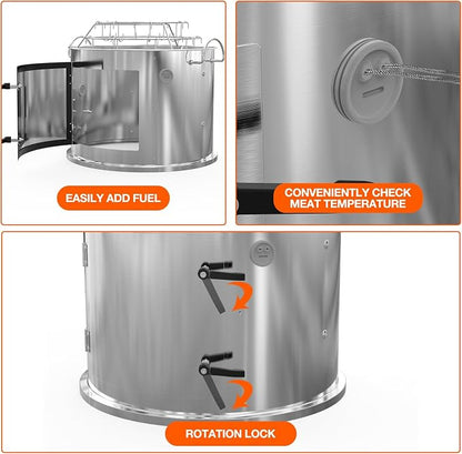 onlyfire Stainless Steel Grill Smoking Kit, Rib Hanging Attachment for Weber 18 inch Kettle Charcoal Grills - Turns Your Kettle into Smoker
