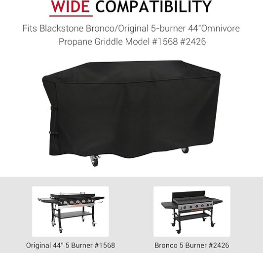 Outdoor Heavy Duty Waterproof Grill Cover for Blackstone Original 44 inch 5 Burner Griddle Cover 1568,Black stone Bronco 5-Burner 44" Omnivore Propane Grill Cover 2426 for Blackstone Grill Accessories
