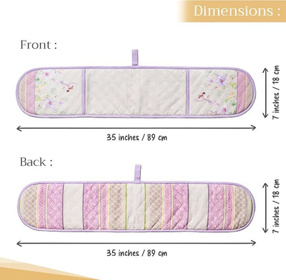 Maison d' Hermine Double Oven Mitts 100% Cotton Double Oven Glove (7"x35") | Heat Resistant BBQ Cooking Gloves with Loop Baking Grilling Kitchen Hotel Home Farmhouse Spring Summer - Magnolia Mornings