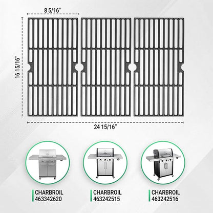 Cast Iron Grill Grates for Charbroil Advantage 4 Burner 463344116 463370719 463343015, 16 15/16" Cooking Grids Grill Grates Replacement for Advantage 2 Coal Parts 463340516 Gas Grill