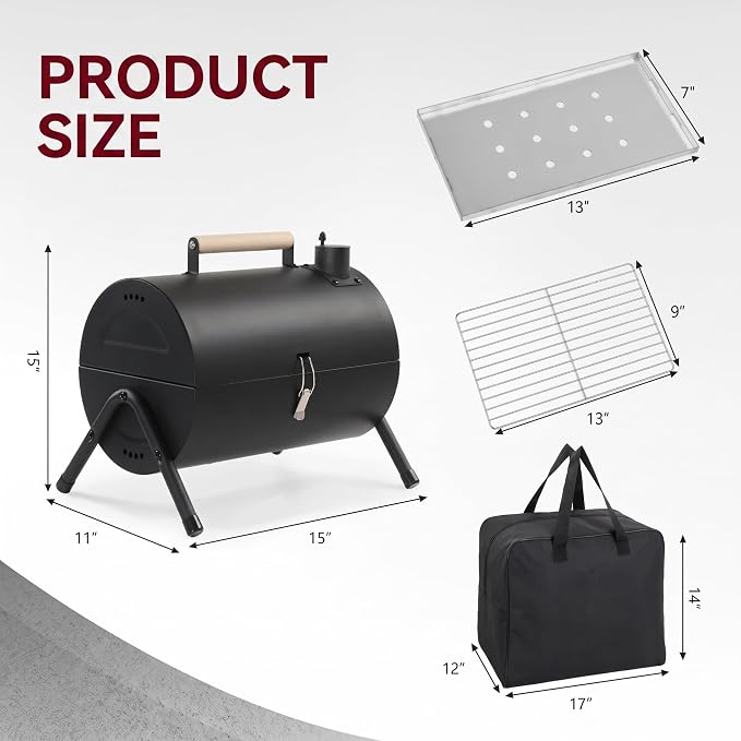 Charcoal Grills, Portable Charcoal Grills with Carry Bag & Double-Sided Design, Barbecue Grill for Outdoor Backyard