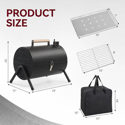 Charcoal Grills, Portable Charcoal Grills with Carry Bag & Double-Sided Design, Barbecue Grill for Outdoor Backyard