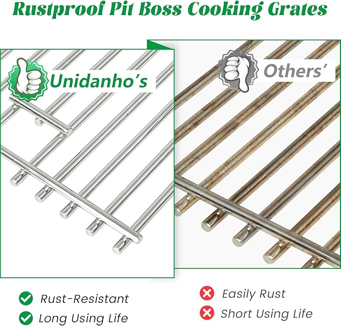 Cooking Grates for Pit Boss 1000 1100 Series Austin XL Parts Grill Grid for Traeger 34 Series Grilling Rack Wood Pellet Smoker Sportsman Replacement Stainless Steel Pitboss Accessory