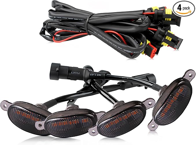 Car grille 4 pcs 6 LED Black Shell small yellow light Smoked Lens Raptor Auto Front grille modification LED decorative light Pickup haze warning light Car Accessories