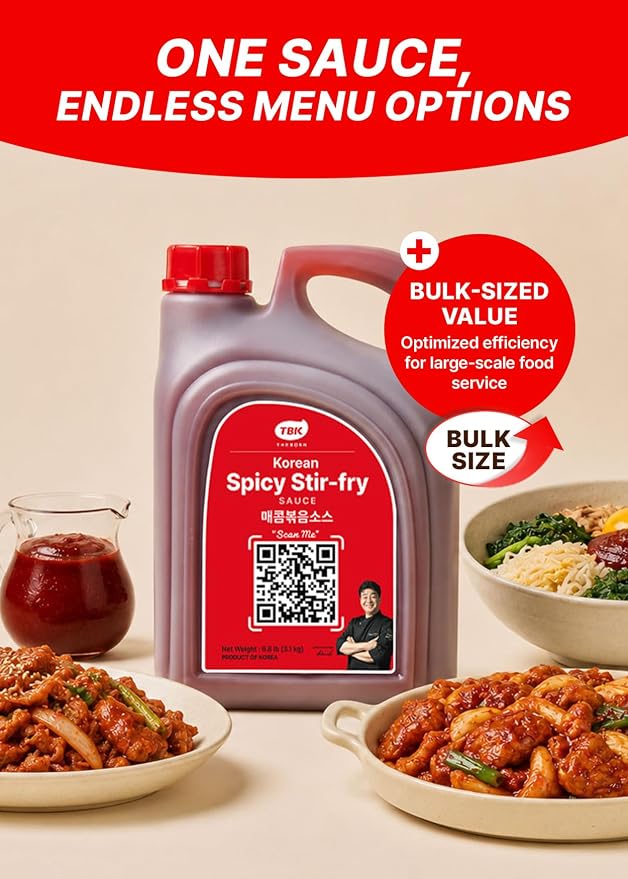 TBK THEBORN Gochujang Sauce, Korean Spicy Stir-Fry Cooking Sauce 3.1kg | Versatile gochujang cooking sauce with a bold spicy finish for stir-fries, noodles, rice bowls, meat and vegetables