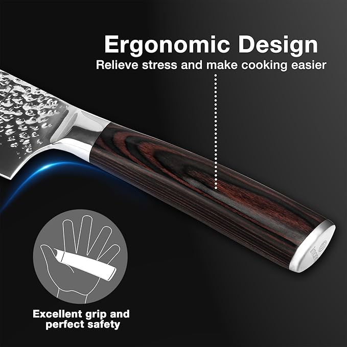 imarku Nakiri Knife,7 Inch High Carbon Stainless Steel Japanese Chef Knife,Razor Sharp Chopping Vegetable and Meat Cleaver Kitchen Knife with Ergonomic Handle,Fathers Day