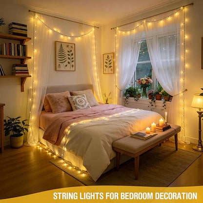 JMEXSUSS 250 LED Warm White Christmas Lights Outdoor Waterproof - 91.5ft Twinkle String Lights Indoor Plug in with 8 Modes for Bedroom Wedding Party Tree Garden Patio Decorations