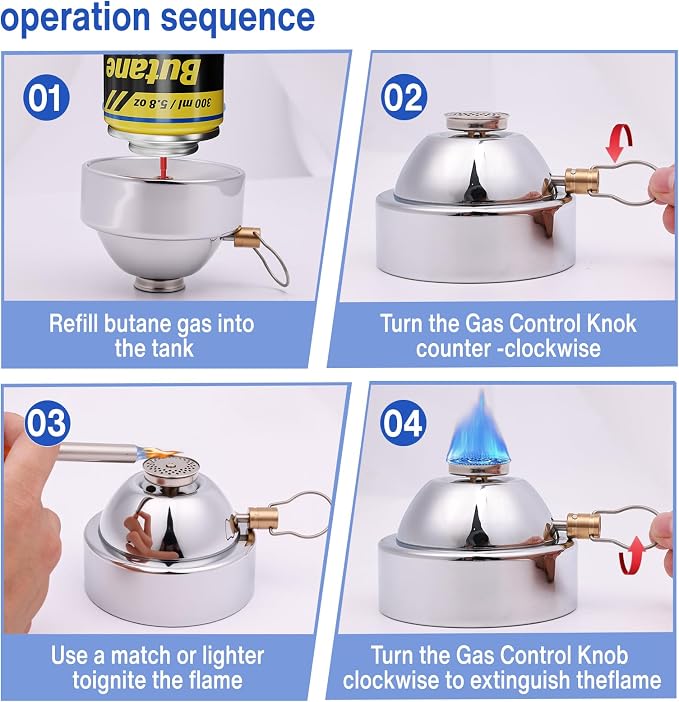 BLUEFIRE Butane Portable Countertop Butane Burner for Tabletop Coffee Siphon Syphon/w Furnace Stand Espresso Maker Chafing Soup Tureens Fondue Bunsen