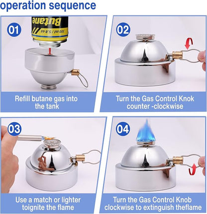 BLUEFIRE Butane Portable Countertop Butane Burner for Tabletop Coffee Siphon Syphon/w Furnace Stand Espresso Maker Chafing Soup Tureens Fondue Bunsen