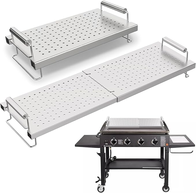 SafBbcue Adjustable Griddle Warming Rack for Blackstone 17"-36" Griddles, Grill Warming Rack Compatible with Weber 6784, Universal BBQ Griddle Rack for Most Tabletop/Flattop Griddles and Grill