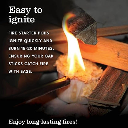 Superior Trading Oak Mini Fire Wood w/Fire Starter Pods, Winter Fireplace Starter, Wood Stove, USDA Cert 4-5” Kiln Dried Firewood, USA Made, 10-11 lbs.