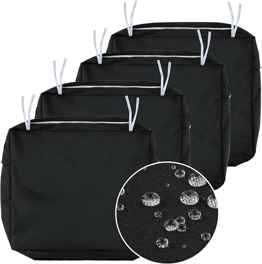 NettyPro Outdoor Cushion Slipcovers Waterproof 4 Pack Patio Chair Seat Cushion Covers with Zipper and Tie, 24 x 22 x 4 Inch, Replacement Cover Only, Black