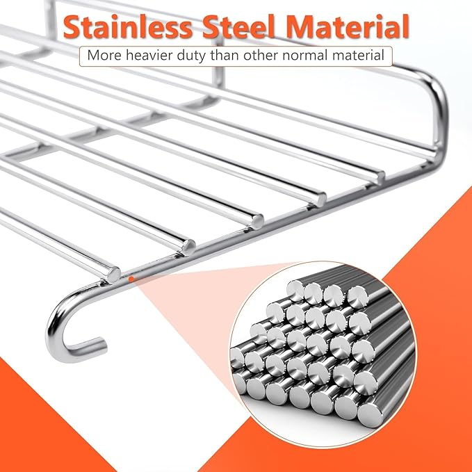 66045 Grill Warming Rack for Weber GS4 Genesis II E-410 S‑410, SE‑410 Grills & 400 Series Grills, Foldable Stainless Steel Warming Rack for Genesis 66045