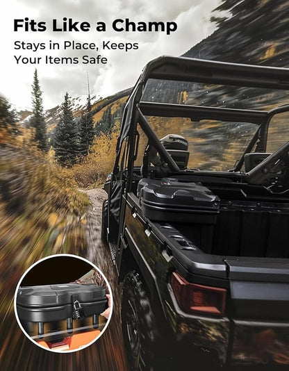 KEMIMOTO UTV Bed Storage Box 5.5GAL Compatible with Polaris Ranger General | 21L Black Bed Toolbox,Low-Density Polyethylene Cargo Box, Compatible with Ranger 1000/XP 900 570 500 2016-2026