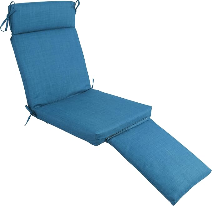 Blazing Needles Solid Outdoor Steamer Lounge Chair Cushion, Sea Blue, 21 x 69, 1 Count