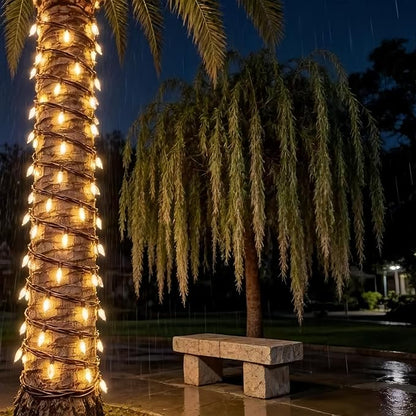 LUCKY SHINE 150 LED Warm White Christmas Lights, Commercial Grade Decorative Lighting String Brown Wire 50 FT, for Indoor Outdoor Party, Garden, Patio