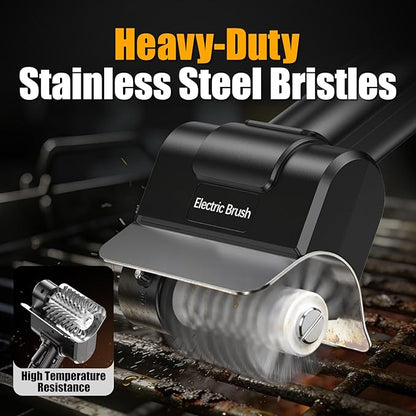Electric Grill Brush, Heavy-Duty Cordless BBQ Brush with Stainless Steel Bristles, 2000mAh Rechargeable Battery, 1100RPM Motorized Grill Cleaner for Grates, Griddles and Smoker