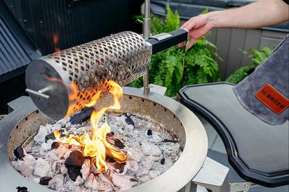 Breeo Rotisserie Tumble Basket - Rotisserie Grill Accessory | For chicken, turkey, BBQ & kabobs, live fire cooking accessories