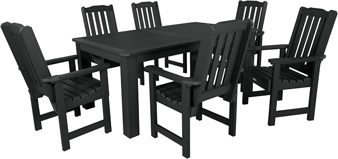 Highwood AD-ST7LH1CO4AA-BKE Lehigh 7pc Rectangular Dining Set 72" x 42", Black